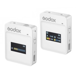 Godox MoveLink II M1 Wireless Lavalier Microphone System with Transmitters and Receiver for DSLR Cameras and Camcorders  White