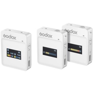 Godox MoveLink II M2 Wireless Lavalier Microphone System with 2 Transmitters and 1 Receiver for DSLR Cameras and Camcorders  White