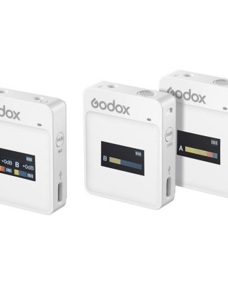 Godox MoveLink II M2 Wireless Lavalier Microphone System with 2 Transmitters and 1 Receiver for DSLR Cameras and Camcorders  White